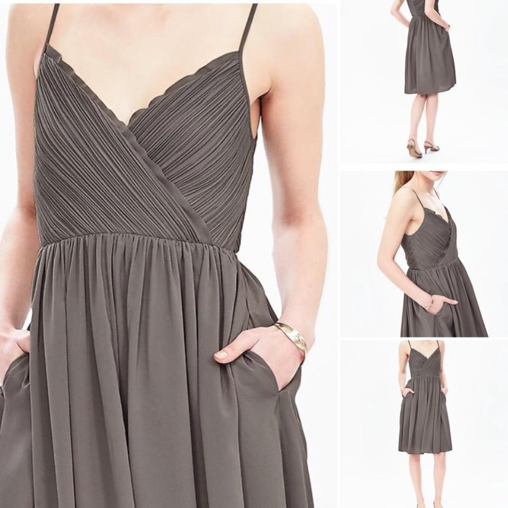 BANANA REPUBLIC Taupe Strappy Crossover Vee Dress - Picture 7 of 7